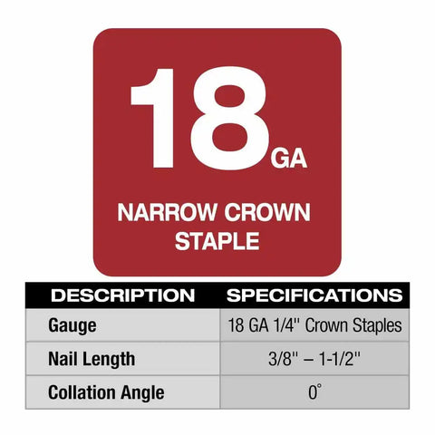 Milwaukee 2749-20 M18 FUEL 18GA 1/4" NARROW CROWN STAPLER- TOOL ONLY