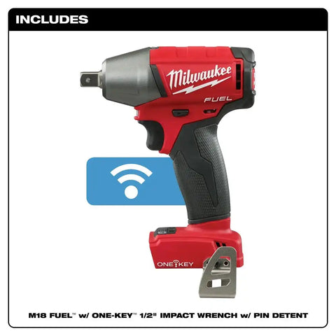 Milwaukee 2759-80 M18 FUEL 1/2" Compact Impact Wrench with Pin Detent with ONE-KEY Bare Tool (Reconditioned)