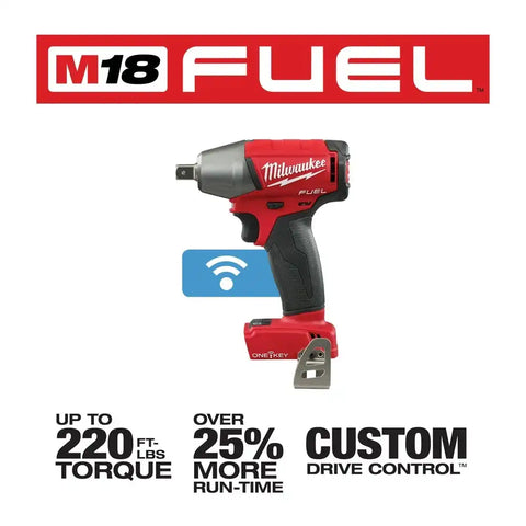 Milwaukee 2759-80 M18 FUEL 1/2" Compact Impact Wrench with Pin Detent with ONE-KEY Bare Tool (Reconditioned)