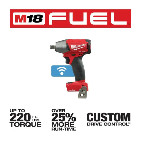 Milwaukee 2759B-20 M18 FUEL 1/2" Compact Impact Wrench with Friction Ring with ONE-KEY (Bare Tool)