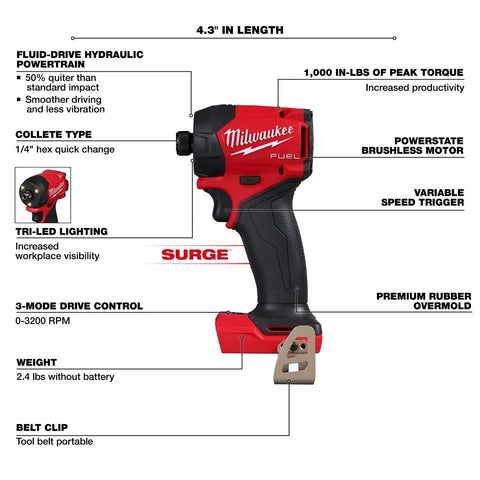 Milwaukee 2761-20 M18 FUEL SURGE 1/4" Hex Hydraulic Driver