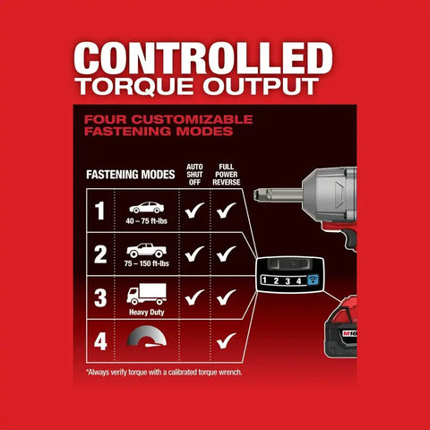 Milwaukee 2769-20 M18 FUEL 1/2" Ext. Anvil Controlled Torque Impact Wrench w/ONE-KEY Bare Tool