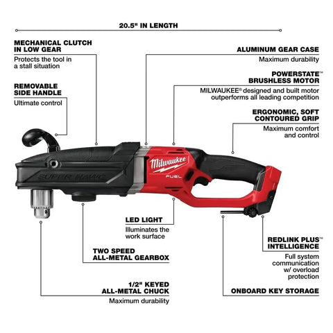Milwaukee 2809-20 M18 FUEL Super Hawg 1/2" Right Angle Drill - Bare Tool