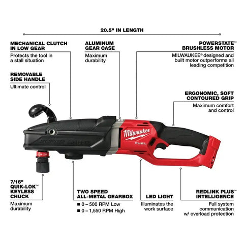 Milwaukee 2811-20 M18 FUEL Super Hawg Right Angle Drill w/Quik-Lok - Bare Tool