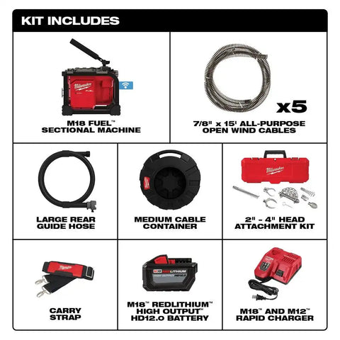Milwaukee 2818A-21 M18 FUEL™ Sectional Machine 7/8" Kit