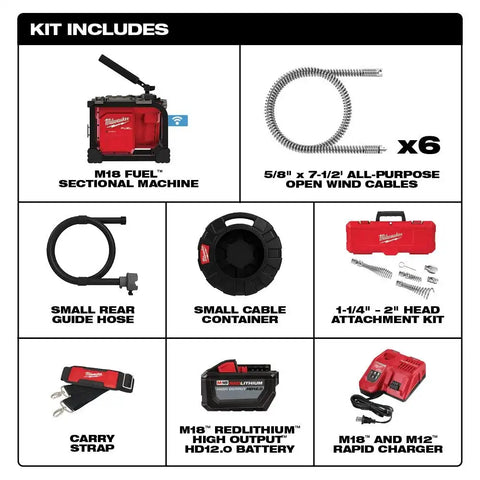 Milwaukee 2818B-21 M18 FUEL™ Sectional Machine 5/8" Kit