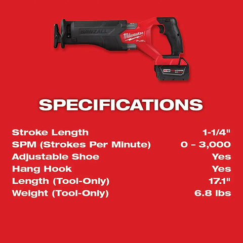 Milwaukee  2821-21 M18 FUEL™ SAWZALL® Recip Saw - 1 Battery XC5.0 Kit