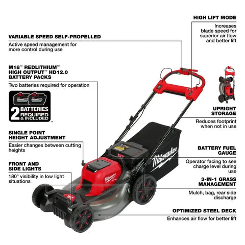 Milwaukee 2823-22HD M18 FUEL™ 21" Self-Propelled Dual Battery Lawn Mower
