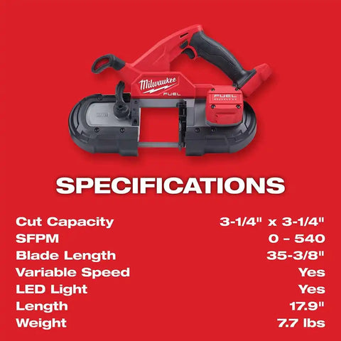 Milwaukee 2829-80 M18 FUEL Compact Band Saw Tool Only (Reconditioned)