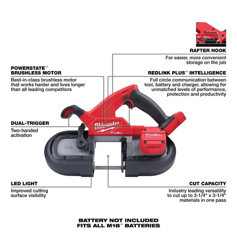 Milwaukee 2829S-20 M18 Fuel Compact Dual-Trigger Band Saw