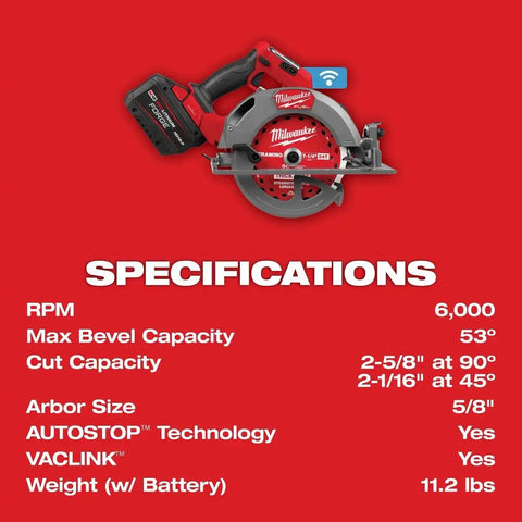 Milwaukee 2835-21HD M18 FUEL 7-1/4" Circular Saw with ONE-KEY Kit and 12.0Ah Battery (1 Kit)