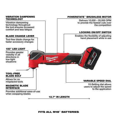 Milwaukee 2836-21 M18 FUEL™ Oscillating Multi-Tool (Kit)