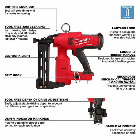 Milwaukee 2843-20 M18 Fuel Utility Fencing Stapler
