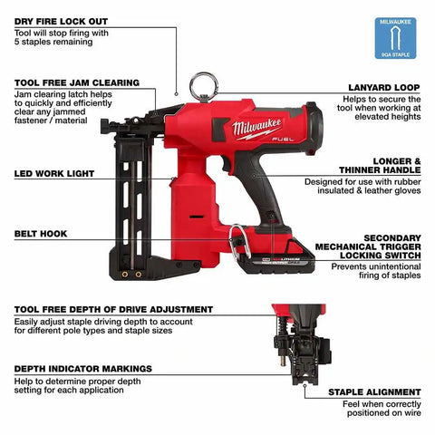 Milwaukee 2843-22 M18 Fuel Utility Fencing Stapler Kit