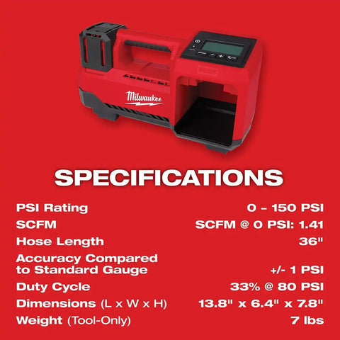Milwaukee M18 Compact Tire Inflator, Tool Only (Reconditioned)