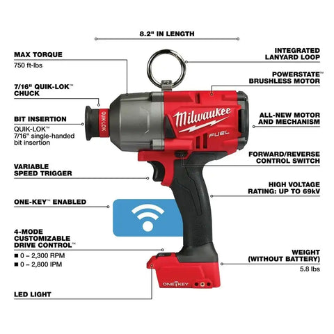 Milwaukee 2865-20 M18 FUEL 7/16" Hex Utility HTIW w/ ONE-KEY (Tool Only)