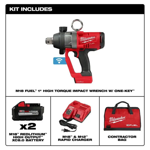 Milwaukee 2867-22 M18 FUEL 1" HTIW w/ ONE-KEY Kit w/ (2) 8.0Ah Batteries