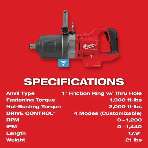 Milwaukee 2868-20 M18 FUEL 1" D-Handle High Torque Impact Wrench w/ ONE-KEY