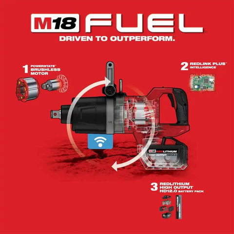 Milwaukee 2868-22HD M18 FUEL 1" D-Handle High Torque Impact Wrench w/ ONE-KEY Kit