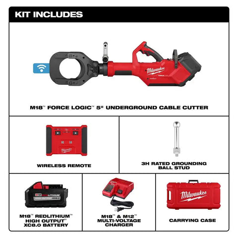 Milwaukee 2875R-21 M18 FORCE LOGIC 5" Underground Cable Cutter w/ Wireless Remote