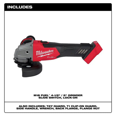 Milwaukee 2881-20 M18 FUEL™ 4-1/2" / 5" Grinder Slide Switch, Lock-On