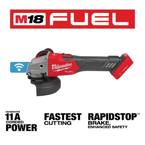 Milwaukee 2883-20 M18 FUEL™ 4-1/2" / 5" Braking Grinder w/ ONE-KEY™  Slide Switch, Lock-On