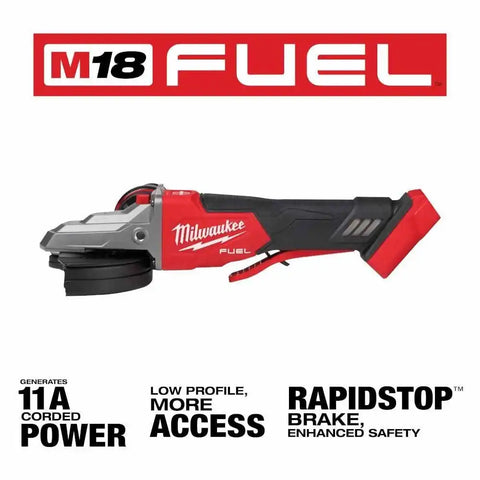 Milwaukee 2886-20 M18 FUEL™ 5" Flathead Braking Grinder, Paddle Switch No-Lock