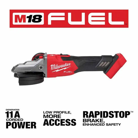 Milwaukee 2887-20 M18 FUEL™ 5" Flathead Braking Grinder, Slide Switch Lock-On