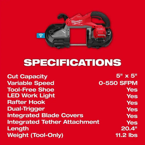 Milwaukee 2929S-20 M18 FUEL Deep Cut Dual Trigger Band Saw w/ ONE-KEY