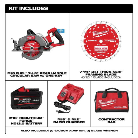 Milwaukee 2931-21HD M18 FUEL 7-1/4" Rear Handle Circular Saw Kit with ONE-KEY (12.0Ah Battery)
