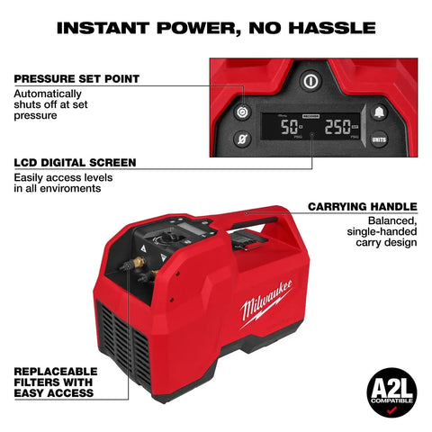 Milwaukee 2938-21 M18 Brushless Refrigerant Recovery Machine Kit with 12.0Ah Battery and Rapid Charger (2 Mesh Filter Screens)
