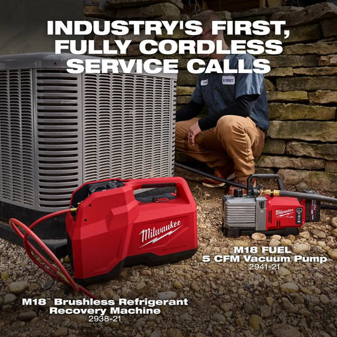 Milwaukee 2938-21 M18 Brushless Refrigerant Recovery Machine Kit with 12.0Ah Battery and Rapid Charger (2 Mesh Filter Screens)