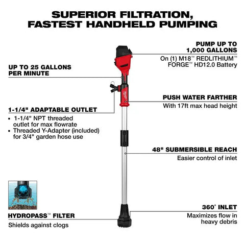 Milwaukee 2940-20 M18 Brushless Stick Transfer Pump
