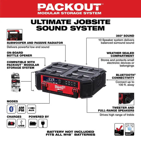 Milwaukee 2950-20 M18™ PACKOUT™ Radio + Charger