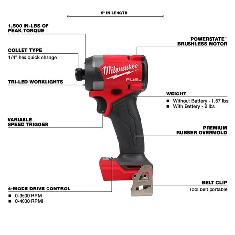 Milwaukee 2953-80 M18 FUEL 1/4" Hex Impact Driver Bare Tool (Reconditioned)