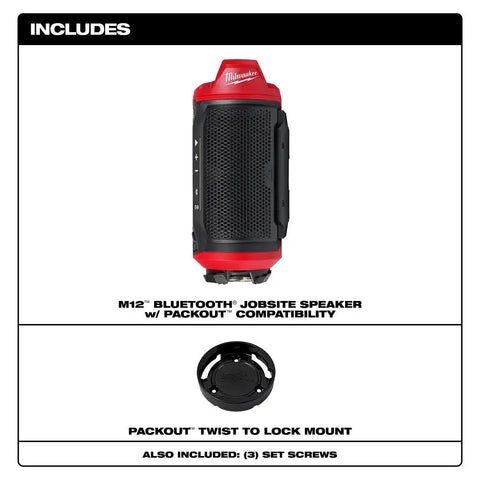 Milwaukee 2955-20 M12 Bluetooth Jobsite Speaker w/ PACKOUT Compatibility