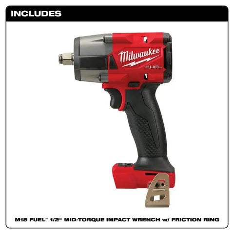 Milwaukee 2962-80 M18 FUEL™ 1/2" Mid-Torque Impact Wrench w/ Friction Ring Bare Tool (Reconditioned)