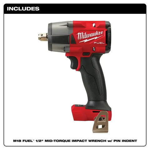 Milwaukee 2962P-20 M18 FUEL™ 1/2" Mid-Torque Impact Wrench w/ Pin Detent Bare Tool