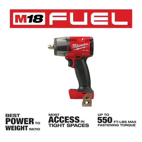 Milwaukee 2962P-20 M18 FUEL™ 1/2" Mid-Torque Impact Wrench w/ Pin Detent Bare Tool