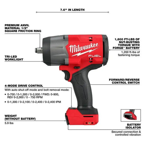 Milwaukee 2967-20 M18 FUEL 1/2" High Torque Impact Wrench w/ Friction Ring
