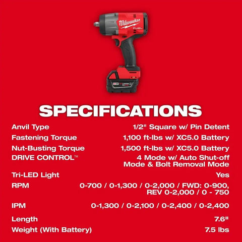 Milwaukee 2967-22GG M18 FUEL 1/2" HTIW w/ Friction Ring & Grease Gun Combo Kit