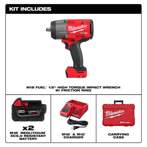 Milwaukee 2967-22 M18 FUEL 1/2" High Torque Impact wrench w/ Friction Ring Kit