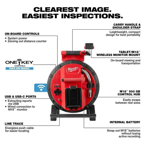 Milwaukee 2972-20 M18 100' Flexible Pipeline Inspection Reel