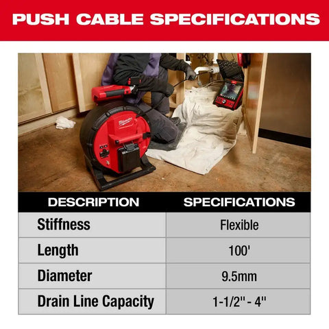 Milwaukee 2972-20 M18 100' Flexible Pipeline Inspection Reel