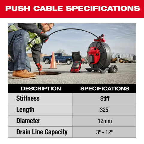 Milwaukee 2976-20 M18 325' Stiff Pipeline Inspection Reel