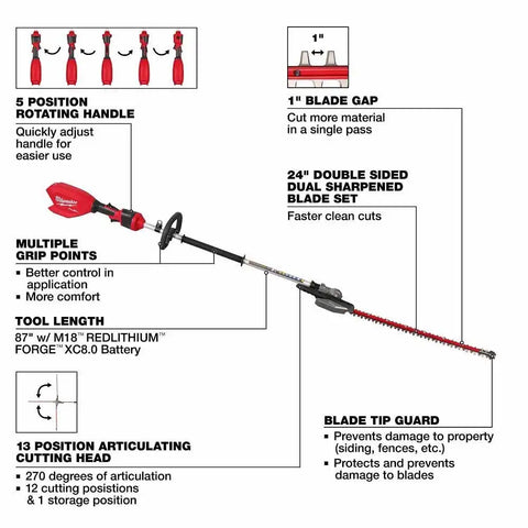 Milwaukee 3012-20 M18 FUEL Pole Articulating Hedge Trimmer