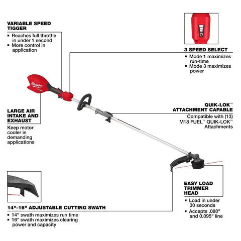 Milwaukee 3016-20ST M18 FUEL String Trimmer w/ QUIK-LOK