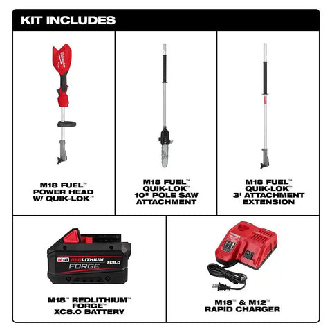 Milwaukee 3016-21PS M18 FUEL Pole Saw w/ QUIK-LOK Kit