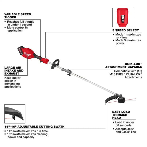 Milwaukee 3016-21ST M18 FUEL String Trimmer w/ QUIK-LOK Kit