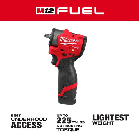 Milwaukee 3049-22 M12 FUEL 3/8" Subcompact Impact Wrench Kit with Friction Ring